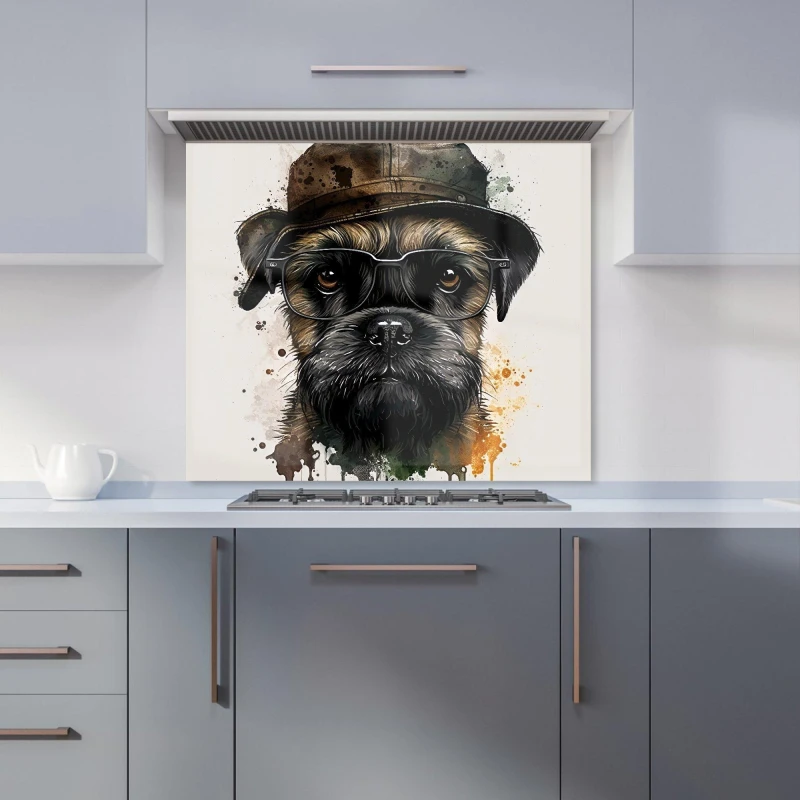 Image of Warren Reed - Designer Border Terrier Dog Kitchen Splashback Size: 900mm x 750mm Multicolor Unisex 900mm x 750mm