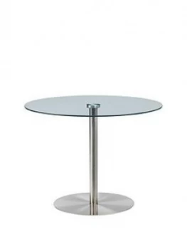 Image of Julian Bowen Milan Round Glass Brushed Steel Pedestal Table