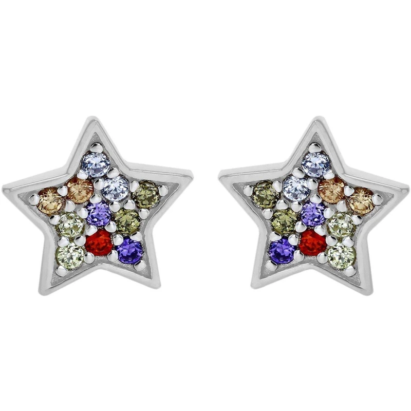 Image of Be You Sterling Silver Multi-Coloured CZ Star Studs Silver female One Size