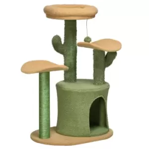 Image of PawHut Cactus Design 83cm Cat Climbing Tower - Green