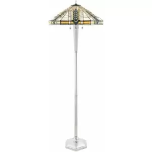 Image of Loops - 1.6m Tiffany Multi Light Floor Lamp Aluminium & Stained Glass Shade i00020