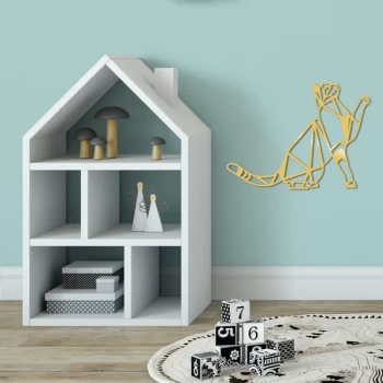 Image of Cat Metal Decor - Gold Gold Decorative Metal Wall Accessory