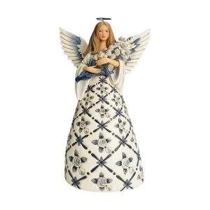Image of Behold the Beauty of Each Blessing - Blue Angel with Roses - Heartwood Creek by Jim Shore