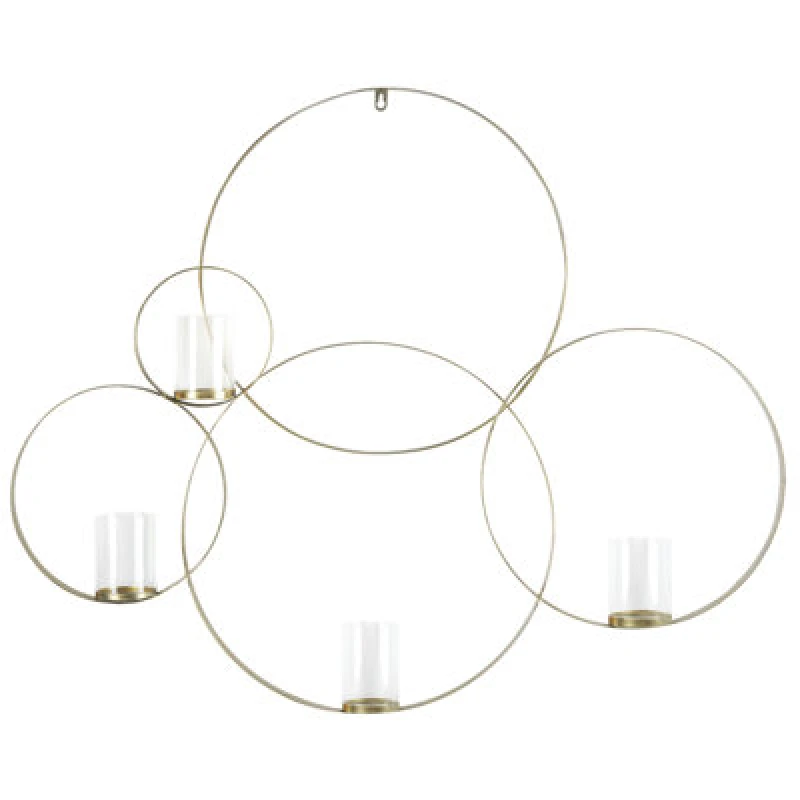 Image of Beliani Wall Candle Holder Buru Metal 80 Cm Gold