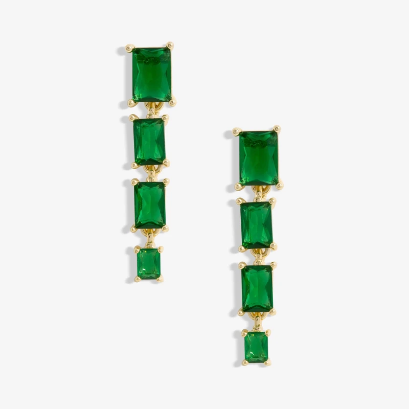 Image of Jon Richard Gold Plated Emerald CZ Multi Stone Drop Earrings Jewellery Sets One Size Gold 70972610000