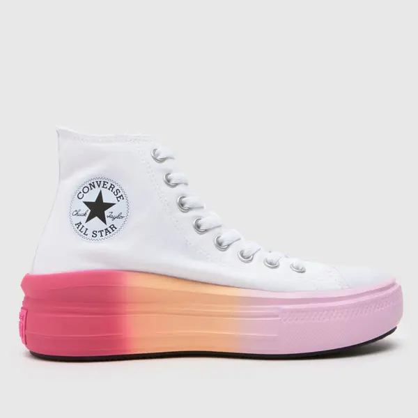 Image of Converse white multi all star move hi ombre Girls Youth trainers White Multi UK 5 (EU 38)