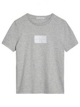 Image of Calvin Klein Jeans Boys Reflective Badge T-Shirt - Grey