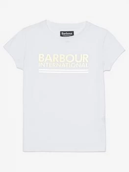 Image of Barbour International Girls Reina Logo T-Shirt - White, Size Age: 8-9 Years, Women