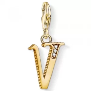 Image of THOMAS SABO Gold Plated Cubic Zirconia V Charm 1628-414-39