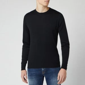 Image of John Smedley Mens Lundy 30 Gauge Extra Fine Merino Crew Neck Jumper - Black - XL