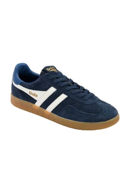 Image of Gola Classics Mens 'Atlas' Suede Lace-Up Trainers in Mid Navy Size: 7 Mid Navy Male 7