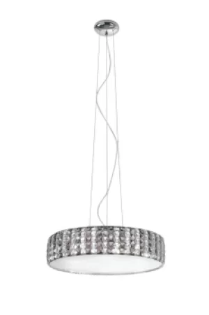 Image of TANGO 9 Light Cylindrical Pendant Ceiling Light Crystals With Glass Diffusers 55x14cm