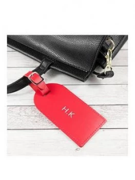 Image of Personalised Red Foiled Leather Luggage Tag