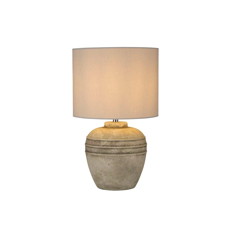 Image of Lighting Collection Stone Effect Ceramic Table Lamp wth Grey Shade Grey unisex One size