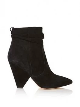 Image of Sam Edelman Roden Suede Cone Heel Ankle Boots Black