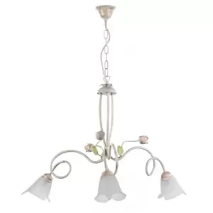 Image of Wilma 3 Light Flower Multi Arm Pendant Ceiling Light, Glass Shades