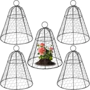 Image of VEVOR Chicken Wire Cloche, 5 Packs 13" Diameter x 15.7" Height, Plant Protector and Cover with Zip Ties & Staples, Sturdy Metal Cage Garden