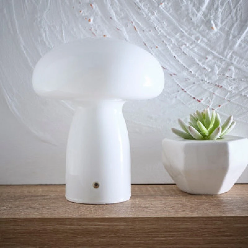Image of K Living Cory White Elegant Mushroom Shaped Glass Recharge 2W LED Lamp In 7 Stylish Colours