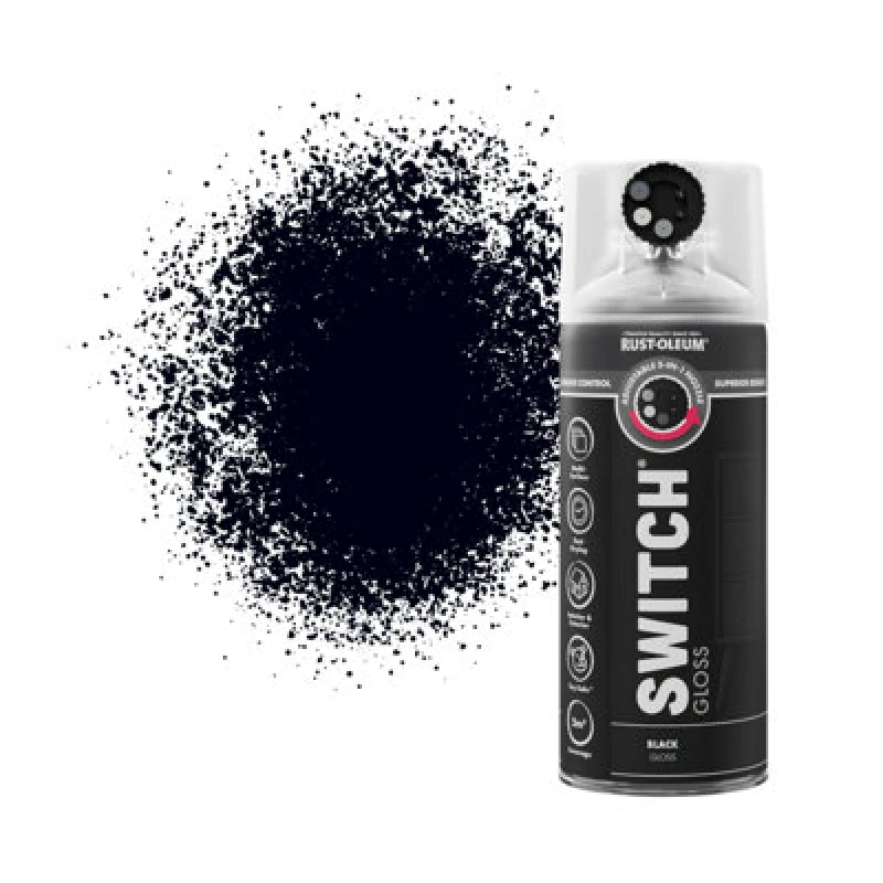 Image of RUST-OLEUM Rust-Oleum Switch Spray Paint 400ml - Gloss - Black AE0708400UK
