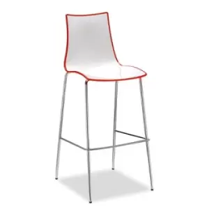 Image of Gecko shell dining stool with chrome legs - red