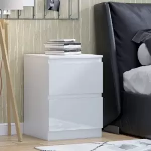 Image of Stora Modern Bedside Cabinet - White Gloss Drawer Fronts on a Matt White Frame - White Gloss