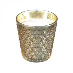Image of Embossed Gold Glass Wax Filled Pot Candle Prosecco Scent 350g