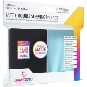 Image of Gamegenic Matte Double Sleeving Pack - Clear & Black Card Sleeves - 2 x 100 Sleeves