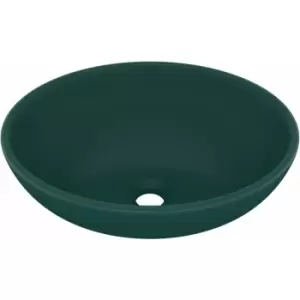 Image of Luxury Basin Oval-shaped Matt Dark Green 40x33cm Ceramic Vidaxl Green