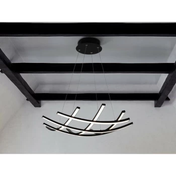 Image of Schuller Lighting - Schuller Trama II LED Designer Pendant Light Criss Cross Grid Style Matt Black, 60cm