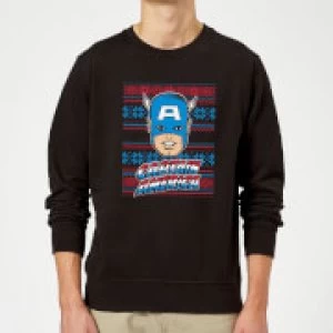 Image of Marvel Comics Captain America Christmas Knit Black Christmas Sweatshirt - M - Black