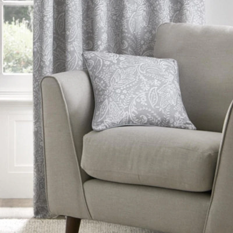 Image of Dreams & Drapes Aveline 100% Cotton Grey Filled Cushion