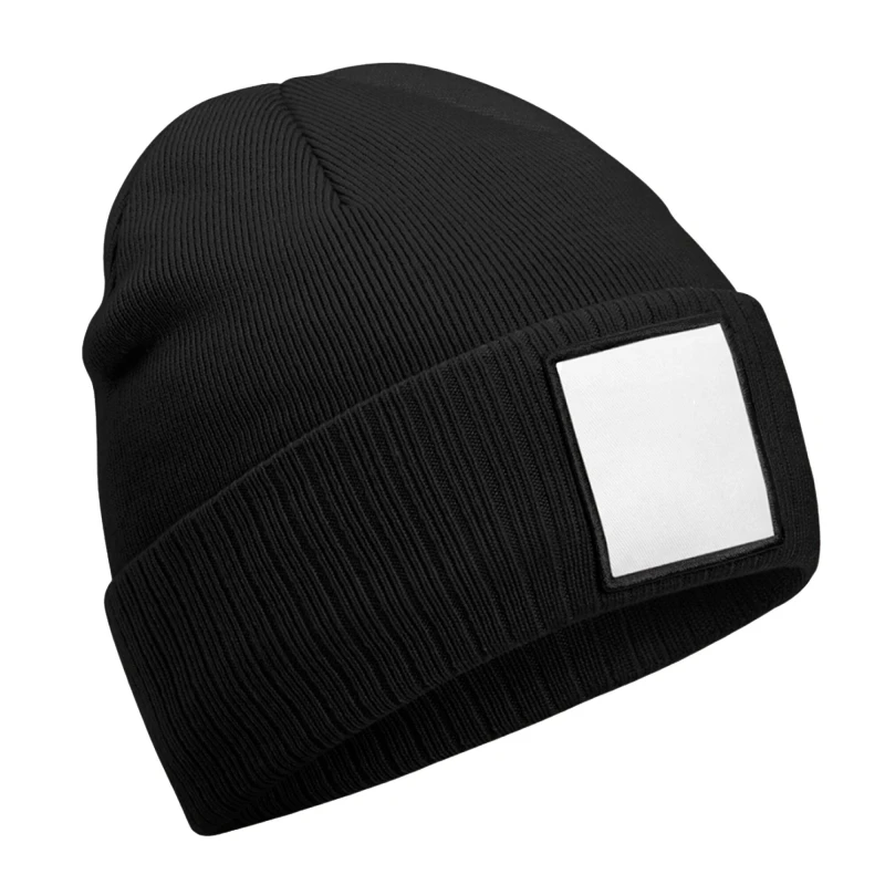 Image of Beechfield Beechfield Men Patch Applique Beanie in Black One Size Male 5063574673778