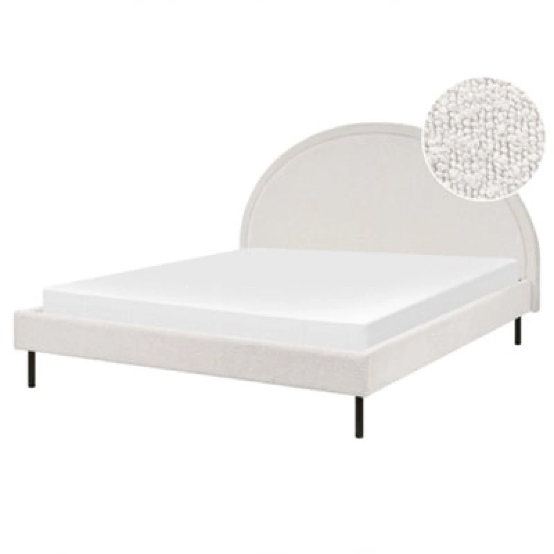 Image of Beliani Bed Boucle Margut 160 X 200 Cm (Eu King Size) White