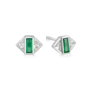 Image of Daisy London 925 Sterling Silver Beloved Green Onyx Stud Earrings Sterling Silver