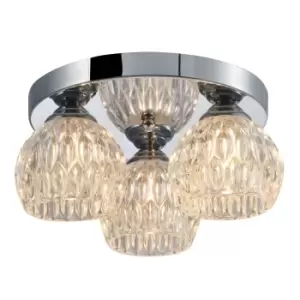 Image of Modern Flush Ceiling Light Polished Chrome Finish with Glass Shades