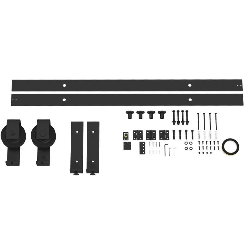 Image of HOMCOM 5FT/153CM Bi-Folding Sliding Barn Door Hardware Kit Sliding Door Kit TJ Hughes 5056725549961