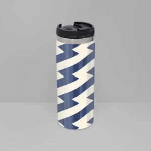 Image of Navy And Nude Zig Zag Pattern Stainless Steel Travel Mug