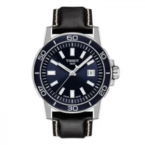Image of Tissot Supersport Mens Black Leather Strap Watch
