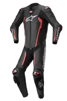 Image of Alpinestars Missile V2 Leather Suit 1 PC Black Red Fluo 56