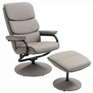 Image of Homcom Leather Recliner Chair With Ottoman Swivel Lounge Seat With Footrest Stool