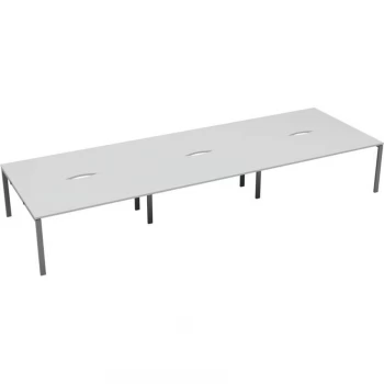Image of 6 Person Double Bench Desk 1200X800MM Each - Silver/White