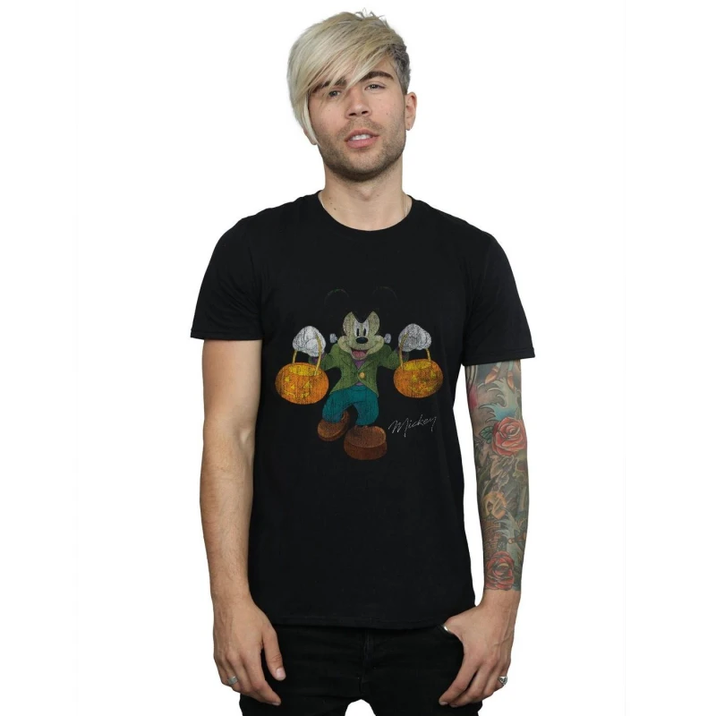 Image of Disney Men Frankenstein Mickey Mouse T-Shirt in Black Size: Small Black S Male 5057736143216