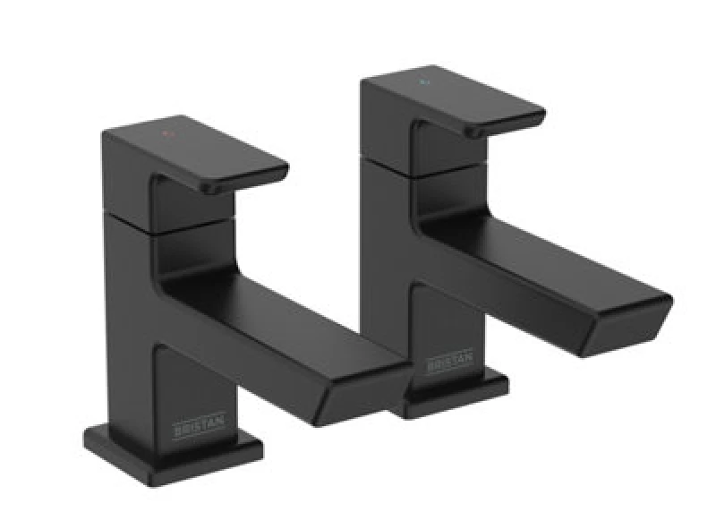 Image of Bristan Cobalt 1/2 Blk Basin Pillar Taps Pair 1/2" Black Tap