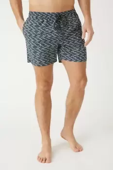 Image of Black Mono Geo Print Swim Short