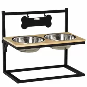 Image of Pawhut Adjustable Raised Pet Feeder W/ Two Removable Stainless Steel Bowls