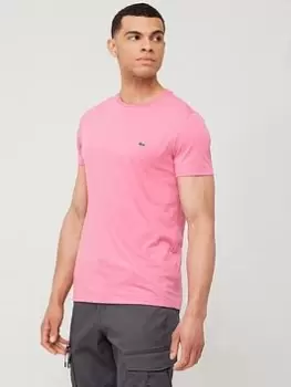 Image of Lacoste Classic Logo Pima Cotton T-Shirt - Pink Size M Men