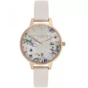 Image of Watercolour Florals Demi Dial Watch With Nude Mother-Of-Pearl Watch