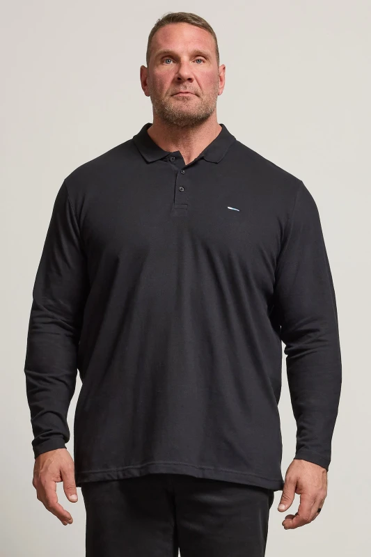 Image of BadRhino BadRhino Men Long Sleeve Polo Shirt in Black Size: 7-8X-Large Black 7-8XL Male 5057147734119