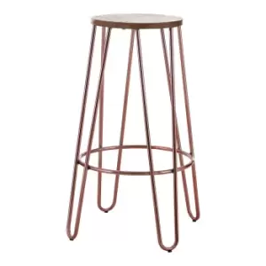 Image of Wooden Bar Stool with Rose Gold Legs