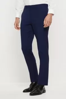 Image of Skinny Fit Navy Textured Suit Trousers